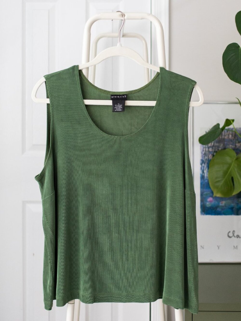 Dark Olive Slinky Tank | Citiknits Acetate Sleeveless Top